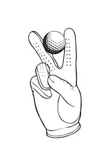 lineart illustration of hand and golf ball