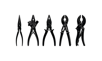 Illustration of gripping tools silhouette isolated on white background