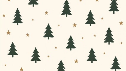 Festive evergreen tree pattern wallpaper for desktop
