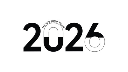 Line and Number art 2026 logotype vector design template, Happy New Year 2026 Number, 