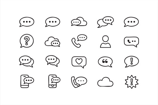Conversation and chat bubble vector symbols for app and social media design