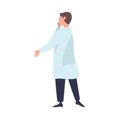 Man Doctor Character as Professional Hospital Worker Stand and Think Vector Illustration