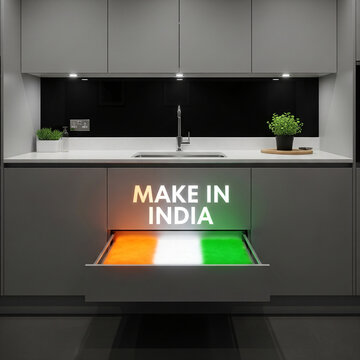 Modern Kitchen with 'Make in India' Tricolor Drawer