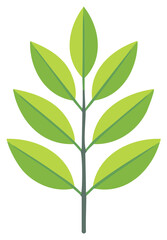 Obraz premium Simple illustration of a green plant stem with opposite leaves in a flat design style