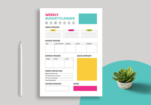 Colorful Weekly Budget Planner Layout