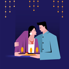 Romantic Indian couple celebrating traditional festival together