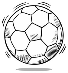 Obraz premium Black and white illustration of a soccer ball in motion.