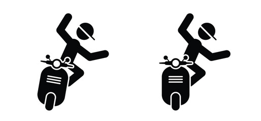 Motor scooter traffic accident, motorcycle accident, personal injury. road accident with motor scooter. Driving hazards. Collisions with another vehicle. Crash of a motorcycle,