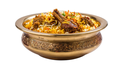 A bowl of food with meat and rice