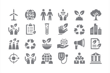 Modern ESG illustration set for sustainable business and green energy themes