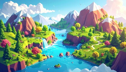 3d isometric background. Cube landscape.