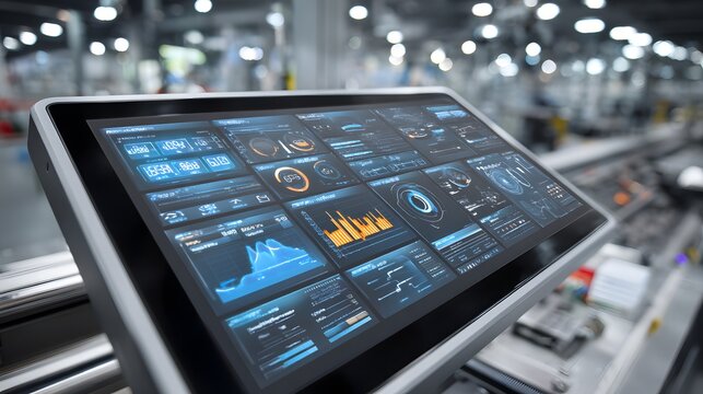 Modern industrial control panel displaying real-time data and analytics