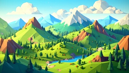 3d isometric background. Cube landscape. 
