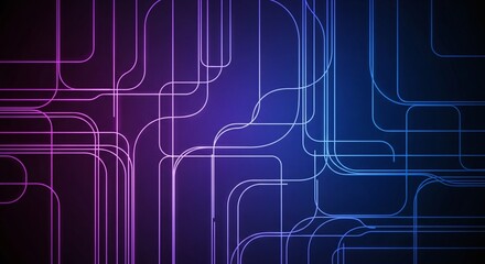 Abstract Glowing Lines Create A Modern Interconnected Network On A Gradient Purple And Blue