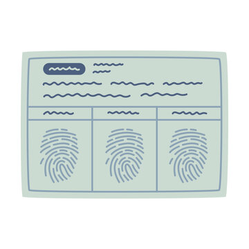 Fingerprint on Paper as Police Equipment and Professional Policeman Object Vector Illustration