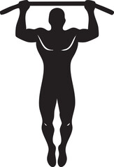 Silhouette of a muscular man doing pull-up exercise
