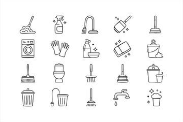Cleaning tools and supplies vector illustration for home and commercial use