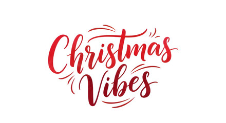 Elegant christmas vibes calligraphy text with red glitter isolated on transparent background