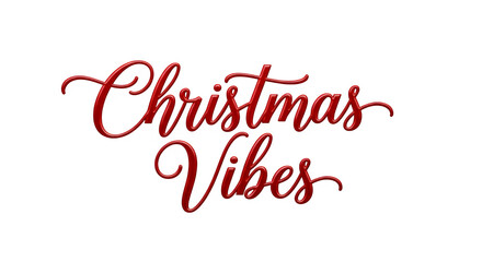Festive red christmas vibes script text isolated on transparent background