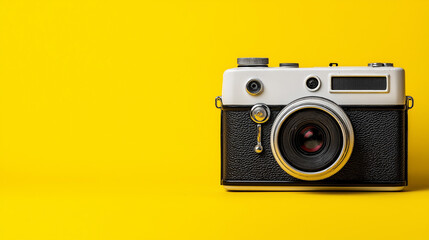 Fototapeta premium camera on yellow background