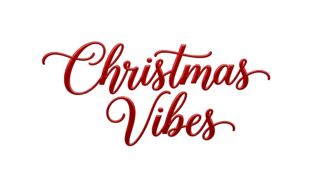 Festive red christmas vibes script text isolated on transparent background - Powered by Adobe