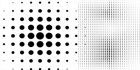 fun beautiful black and white shadow halftones retro pop art funky urban colorful comic book. Dotted halftone gradient texture. Vanishing polka dot background. Repeating dots gradation pattern backgro