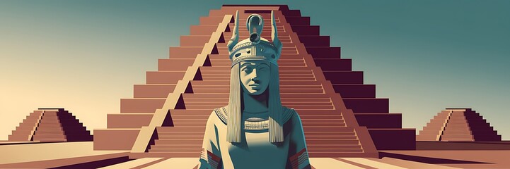 Sumerian goddess Inanna Ishtar divine queen of heaven fertility love standing before grand Anunnaki temple Mesopotamian architecture detailed ancient structure spiritual art 2D cartoon illustration