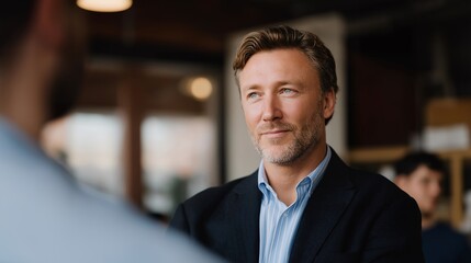 Fototapeta premium Scene of startup director regaining composure, rallying the team to action — symbolizing emotional recovery, courage in entrepreneurship, team motivation, and the power of leadership in overcoming