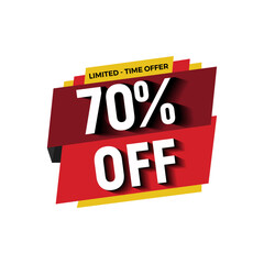 70 Percent Off Sale Banner Design with Bold Red and Yellow Typography for Clearance Discount Promotion and Marketing Advertisement