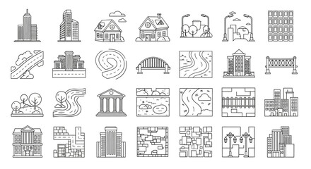 Collection of various buildings and architectural structures.