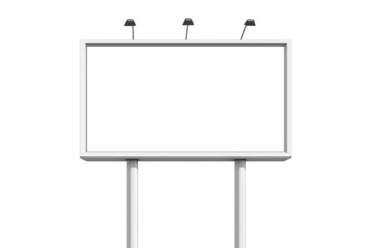 Large billboard with lights isolated on white. Advertising banner concept. - Powered by Adobe