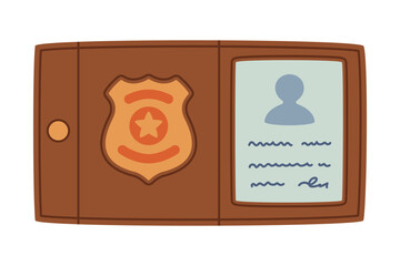 Badge or Id Card as Police Equipment and Professional Policeman Object Vector Illustration