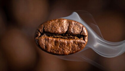 Single Roasted Coffee Bean with Subtle Smoke Effect.