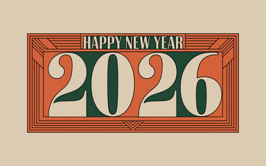 Happy New Year 2026 Art Deco Style Graphic celebration