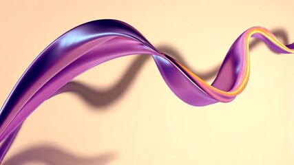 Vibrant abstract flowing iridescent ribbon with purple and orange on light background - Powered by Adobe