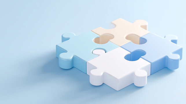 パズルで表現する連携と協力の抽象モチーフ