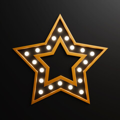 Decorative star with lamps on a background of wall