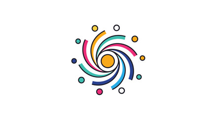 Colorful Abstract Swirl with People Icons Representing Unity and Connection.