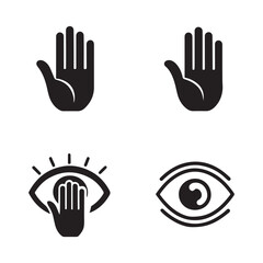 Human Body Senses and Hand Gestures Icons, Touch, Sight, Hearing Vector black colour vector design and white background (1).eps