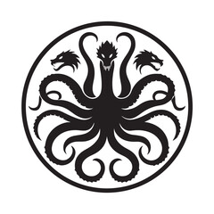 Hydra silhouette vector style design black color . white color background (3).eps