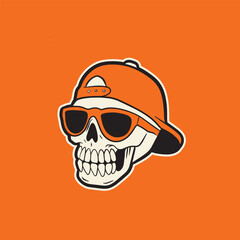 White Skull Wearing Backwards Cap.