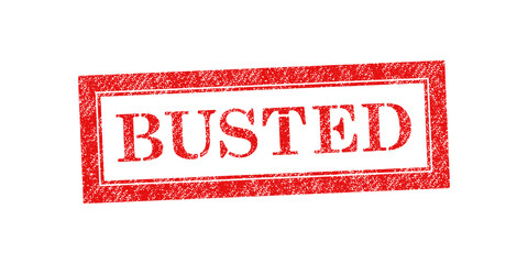 Vector red rubber stamp text Busted isolated on the white background.