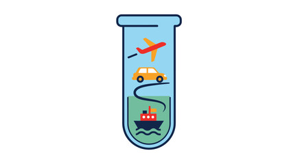 Test Tube with Transportation Icons.