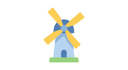 Windmill illustration, blue and yellow, simple design, perfect for projects.