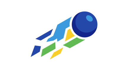 Abstract Blue Ball With Colorful Streaks.