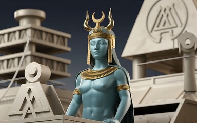 Sumerian goddess Inanna Ishtar divine queen of heaven fertility love standing before grand Anunnaki temple Mesopotamian architecture detailed ancient structure spiritual art 2D cartoon illustration