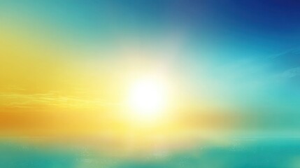 Obraz premium Vibrant Sunrise Over Calm Ocean Waters with Soft Clouds and Gradual Color Transition from Blue to Warm Yellow and Orange Hues in Scenic Landscape