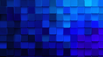 Abstract, colorful background composed of a gradient of blue squares. The arrangement of squares creates a textured effect, adding depth and visual interest