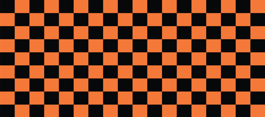 Orange Black Checkerboard Pattern — Retro Geometric Vector Background with Bold Squares for Modern Art, Posters, and Design Projects