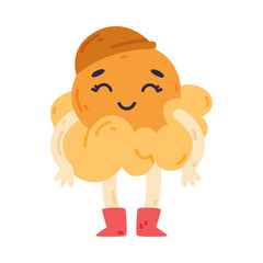 Funny Popcorn Character with Smiling Face Juggling Vector Illustration